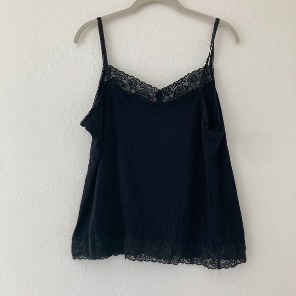 ELLE Black Lace Trim Tank Top Y2K Whimsigoth 90s XL Bella Swan Elena Gilbert - Picture 4 of 10